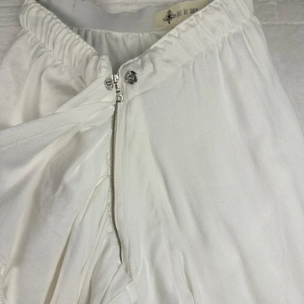 Just Bee Queen Tulum White Madi Ruched Wrap Skirt With Fringe Sz M Boho Resort - Picture 11 of 15